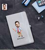 Kişiye Özel Öğretmen Karikatürlü Gri Defter Bay-16
