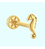 Altın Deniz Atı Tragus Piercing 14 Ayar