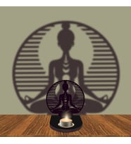 Meditasyon Özel Tasarım siyah Gölge Mumluk 3D lazer ahşap mdf kesim mum ışığı romantik gölge Projeksiyon Biblo - Mum Hediyeli