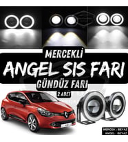 Renault Clio 4 2012-2020 Uyumlu Mercekli Angel Sis Farı Metal 76 mm Beyaz Halkalı Gündüz Farı 2 Adet