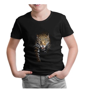 Leopar Siyah Çocuk Tshirt