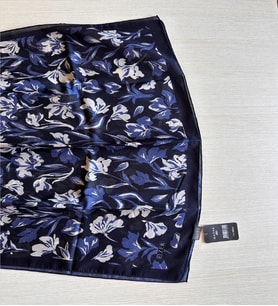 ZER Çiçek Motifli Floral Desenli Özel Tasarım Şal (Lacivert - Mavi - Gül Rengi)