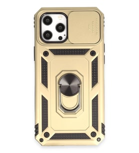 Pilelistore   iPhone 12 Pro Max Kılıf Pars Lens Yüzüklü Silikon - Gold