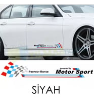 Bmw M Motor Sport Kapı Altı Oto Sticker Yapıştırma Etiket 2 Adet 52 x 9 Cm (Siyah)