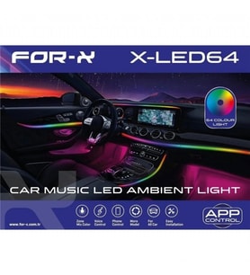 FOR-X ARAÇ İÇİ AMBİYANS LED AYDINLATMA -X-24LED64P 64 RENKLİ MÜZİĞE DUYARLI RBG LED AMBİANS A