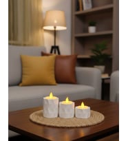 3'LÜ GEOMETRİK MUMLUK (Beyaz)