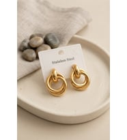 316L Çelik Gold Renk Halka Model Küpe TJ-BKP12023