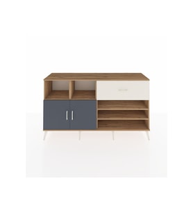 Kronos Konsol 6 Raflı Tek Çekmeceli 2 Kapaklı 176x59x99 Çam-Antrasit/Aytaşı