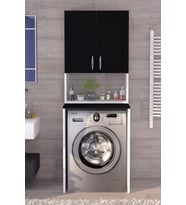 Üst Dolaplı Çok Amaçlı Çamaşır Makinesi Dolabı Siyah (Beyaz)