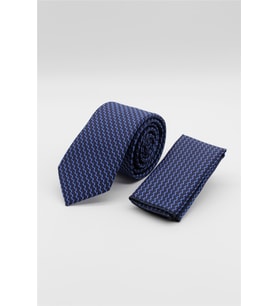 Lacivert-Mavi Desenli 6 Cm Kravat 1090255119