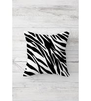 Zebra Desenli Çift Tarafı Baskılı Gizli Fermuarlı Yastık Kılıfı Kırlent Koltuk Yastık Kılıfı (Beyaz)