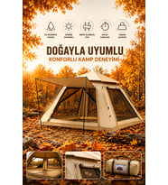 Güneşlikli Kamp Çadırı 240x240x160 cm 6 Kişilik Kolay Kurulum Outdoor