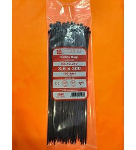 Pemsan 3.6X300 Plastik Cırt Kelepçe Kablo Bağı Siyah 100'Lu Paket