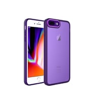 Apple iPhone 8 Plus Uyumlu Kılıf Kamera Korumalı Transparan Zore Post Kapak (Koyu Mor)