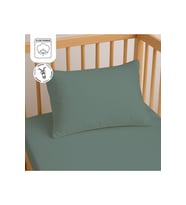 %100 Pamuk Fermuarlı Bebek Yastık Kılıfı 35x45 cm (2 Adet) – Doğal & Yumuşak - Adaçayı Yeşili