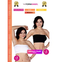 #Bandeo Seamless Toparlayıcı Kadın Basic Örme Dikişsiz Pedli Bandeo Büstiyer 4'lü Set (Beyaz-Siyah)