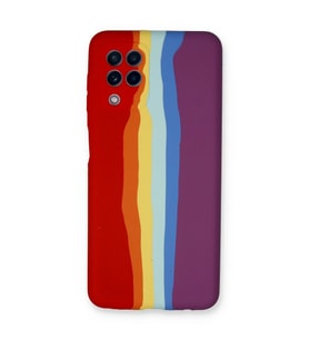 Samsung Galaxy A22 Kılıf Ebruli Lansman Silikon - Kırmızı-mor
