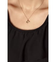 Oval Siyah Taşlı Gümüş Kolye - Rose