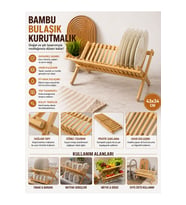 Bambu Bulaşık Kurutmalık – Doğal Ahşap Tabaklık & Mutfak Düzenleyici 43x34