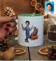 Kişiye Özel Karikatürlü Erkek Diş Hekimi Kupa Bardak Tıp Bayramı Hediyesi