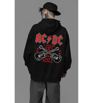 Rock Metal Müzik Grubu Baskılı Unisex Oversize AC DC Hoodie