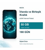 İrlanda ve Birleşik Krallık eSIM İnternet Paketi 50 GB 180 Gün