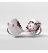 Baskılı Kupa Bardak Sevimli Kedi - 12