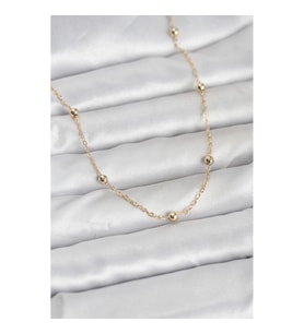 Mey İthalat® CM 14K Gold Renk Pirinç Top Zincirli 60 cm Kadın Kolye