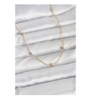 Mey İthalat® CM 14K Gold Renk Pirinç Top Zincirli 60 cm Kadın Kolye