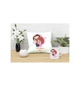 Sevgililer Gününe Özel Yastık ve Kupa Bardak (Anahtarlık Hediyeli) (Beyaz)
