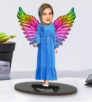 Kişiye Özel Fotoğraflı Tesettür Melek Anne 2 Tasarımlı Karikatür Biblo