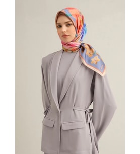 Armine Tivil İpek Eşarp 9318-07 Mor Karışık Desen
