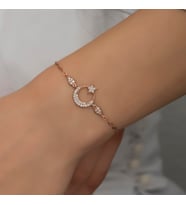 Ay Yıldız Bileklik-925 Ayar Gümüş