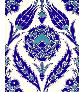 Armada Çini 20x25 Cm Ac 308 Mavi Beyaz Lale desen Kütahya Çini Karo