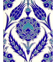 Armada Çini 20x25 Cm Ac 308 Mavi Beyaz Lale desen Kütahya Çini Karo