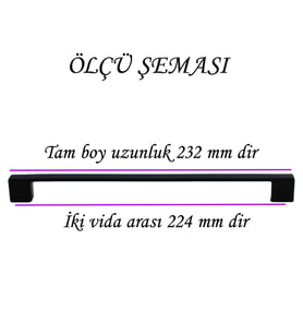 8 Adet Marmara Kulp 224 mm Siyah Mutfak Kulpu Çekmece Dolap Kapak Kulbu Metal  Mobilya Dolabı Kulpları 