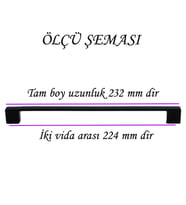 8 Adet Marmara Kulp 224 mm Siyah Mutfak Kulpu Çekmece Dolap Kapak Kulbu Metal  Mobilya Dolabı Kulpları 