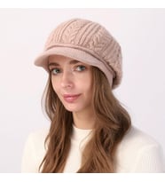 Kadın Triko Şapka Yumuşak Dokulu Kışlık Bere Şapka Günlük Kullanım Kaşe Model Pembe