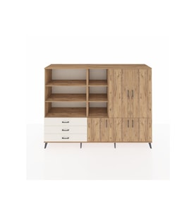 Hyperion Dolap 11 Raflı 3 Çekmeceli 5 Kapaklı 220x44x163 Çam-Çam/Aytaşı