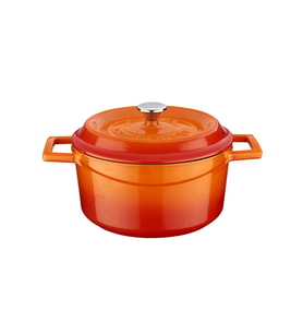Lava Döküm Yuvarlak Tencere. Trendy Çap(Ø)20cm. (Turuncu)