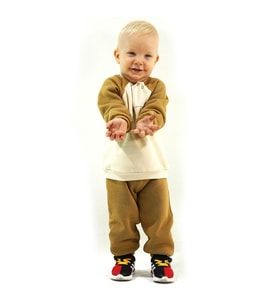 Nakış Fil Detaylı 3 İplik İkili Bebe Takımı (Hardal)
