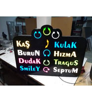Piercing Tattoo Yazılı Tabela 3D Led Neon Etkili Işıklı Tabela 30X45 CM Tek Taraflı