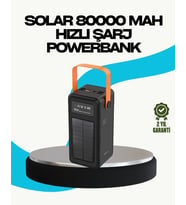 80000 Mah Güneş Enerjili Powerbank 4 Kablolu Type C Lightning Micro Usb