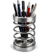 Orret Home Metal Spiral Kalemlik, Paslanmaz Çelik Yay Tasarımlı Masaüstü Kalemlik, Gümüş Ofis Kalem Tutucu, Modern Masa Düzenleyici Organizer, 12 cm