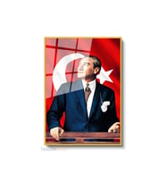 Dikey Çerçeveli Cam Cam Ata 016 Modern Ev Dekoru Duvar Sanatı Ev Ofis Tablosu (Altın)