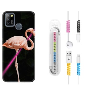 INFINIX Smart 4 5 6 Zero 8 S5 Pro Kılıf Kablo Koruma Spiral Silikon Line Filamingo 1776
