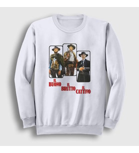 Presmono Unisex Beyaz Cover Film The Good The Bad And The Ugly Sweatshirt 252420tt