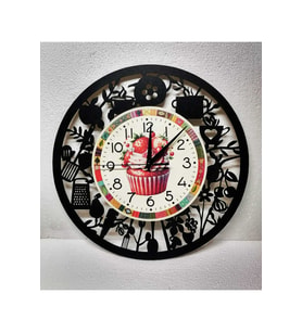 bilge Tasarım kitchen ( mutfak ) Duvar Saati 40 x 40 CM (Karışık)
