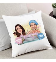 Kişiye Özel Küvetteki Çiftler Karikatürlü Yastık