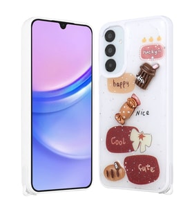 Samsung Galaxy A25 Uyumlu Kılıf Parlayan Simli Kabartma Figürlü Zore Cevze Kapak